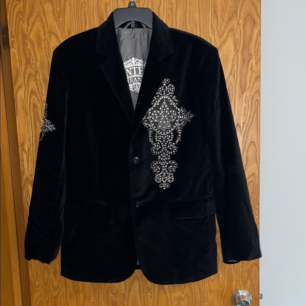 Elegant Black Blazer with Silver Detailing
